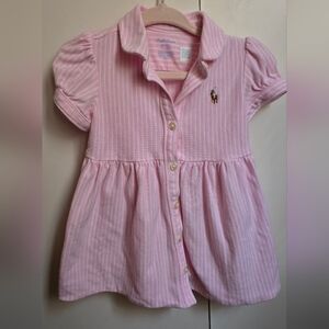 Ralph Lauren Pink Striped Girls' Polo Dress And Shoe